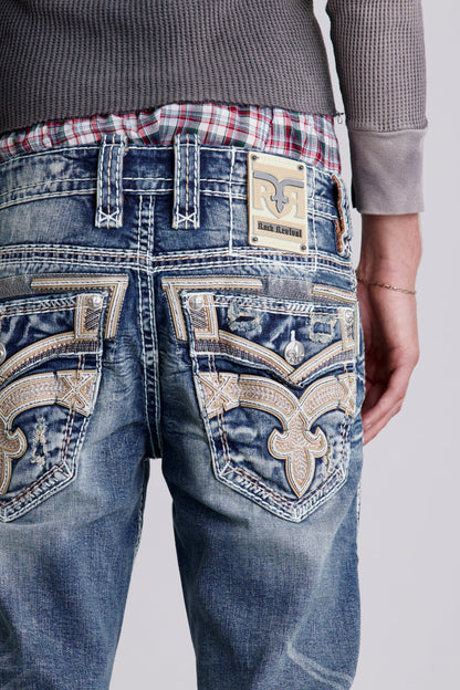 Eggplant Bootcut Jeans in Medium Blue