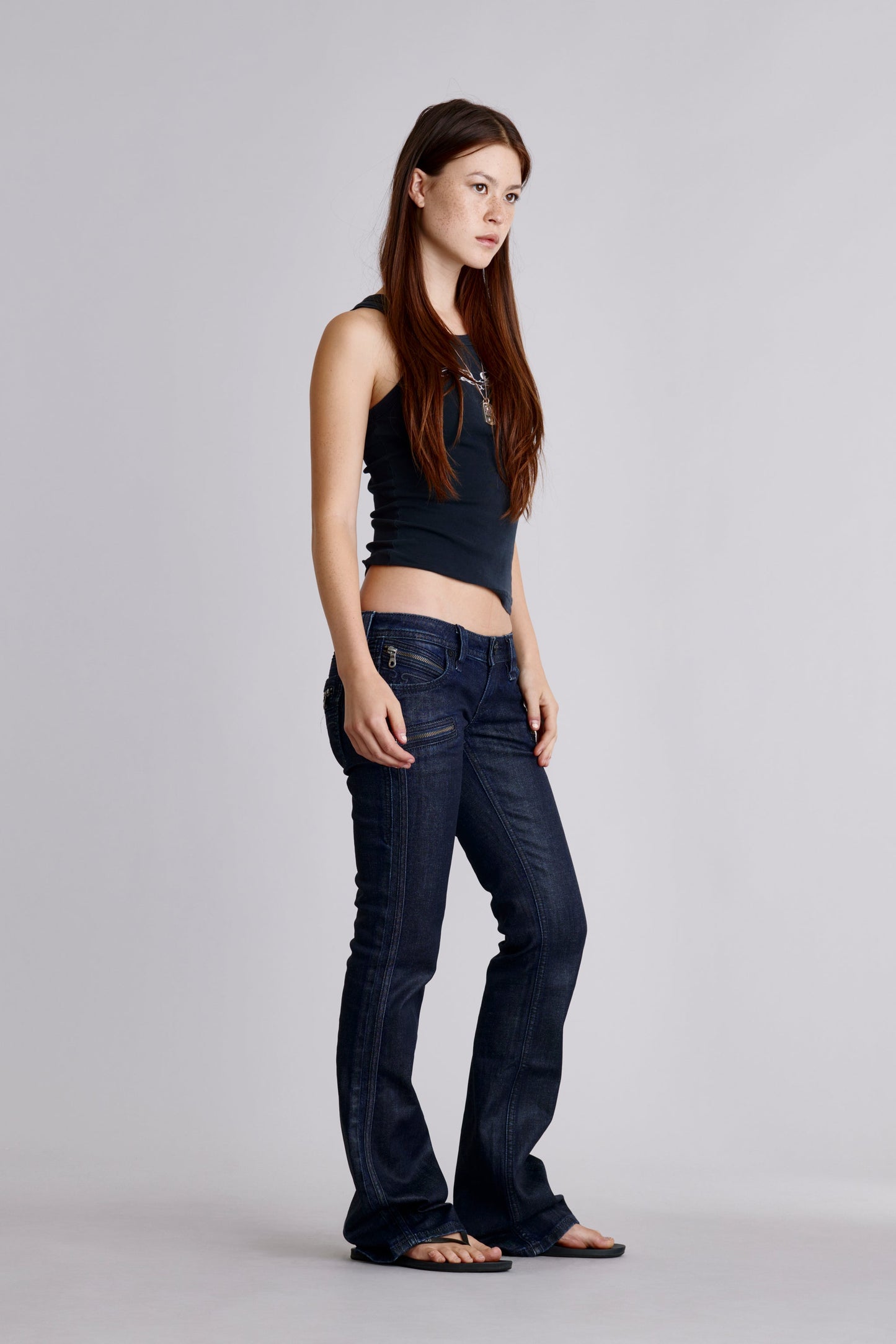 Kamil Super Low-Rise Moto Bootcut Jeans