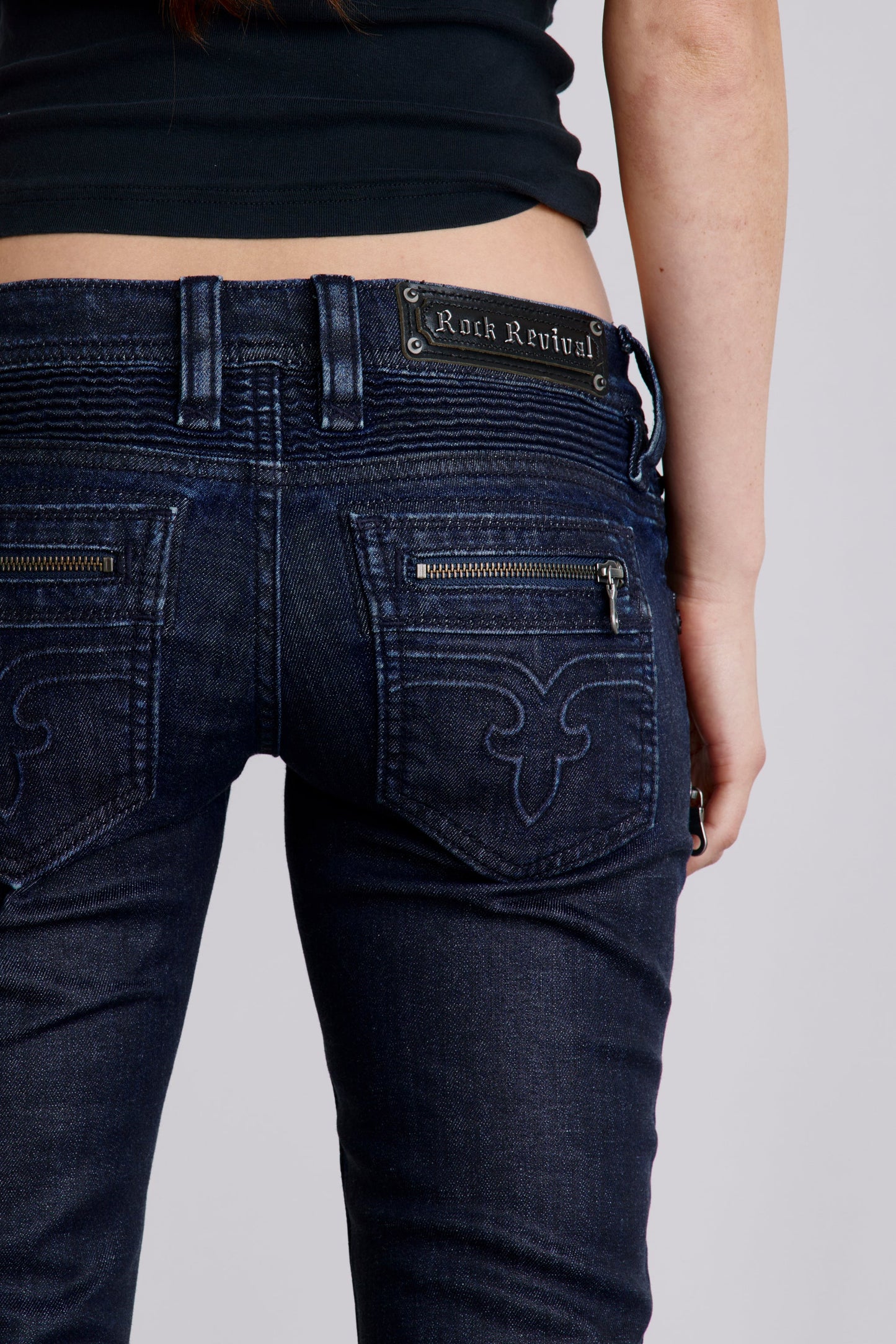 Kamil Super Low-Rise Moto Bootcut Jeans