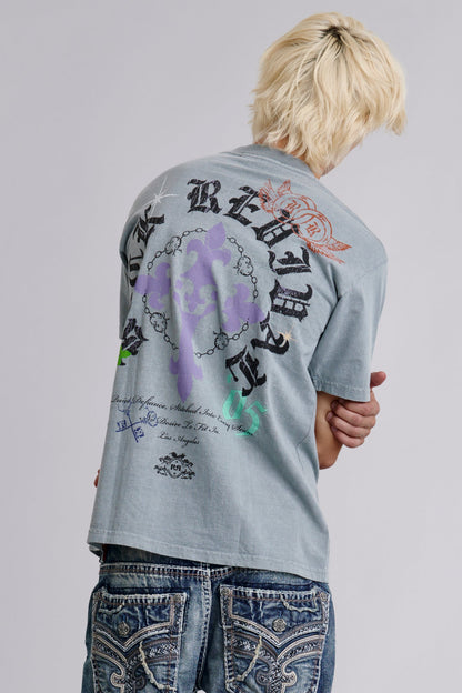 Crest Tee in Sky Gray