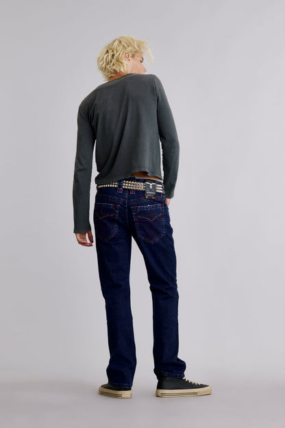 Clark Relaxed Straight in Dark/Red