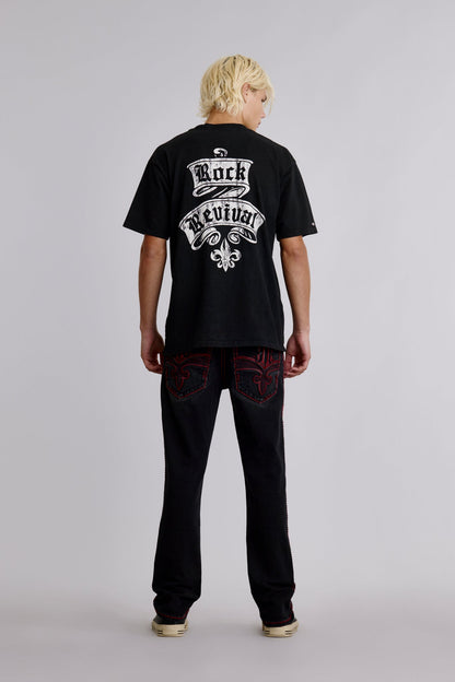 Rock Revival Crest Tee in Black/White
