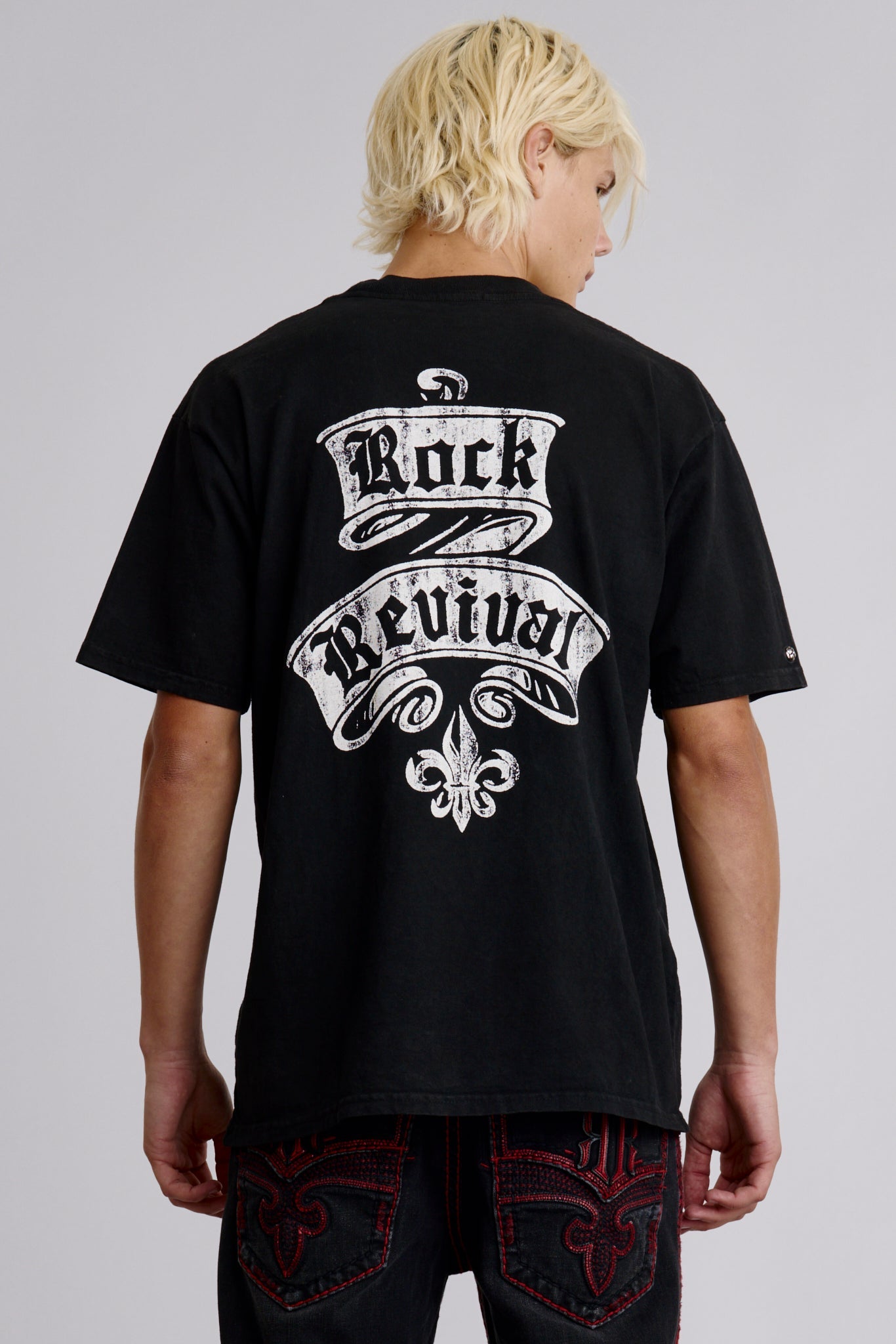 Rock Revival Crest Tee in Black/White