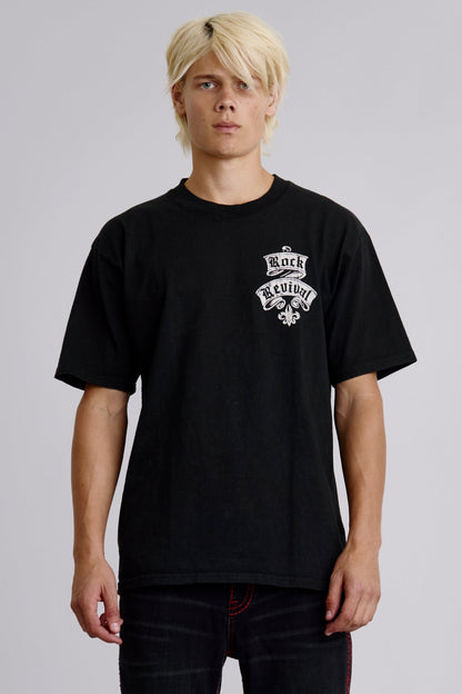 Rock Revival Crest Tee in Black/White