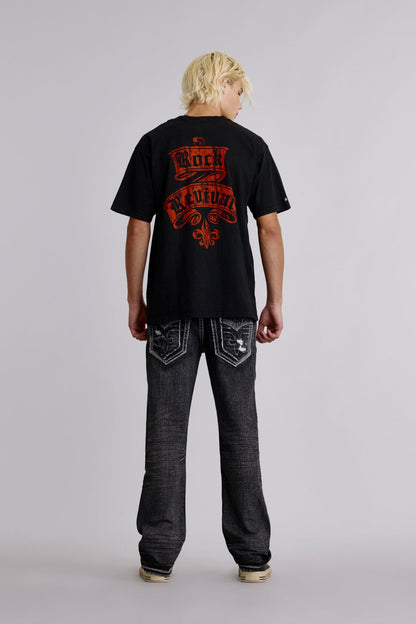 Rock Revival Crest Tee in Black/Red