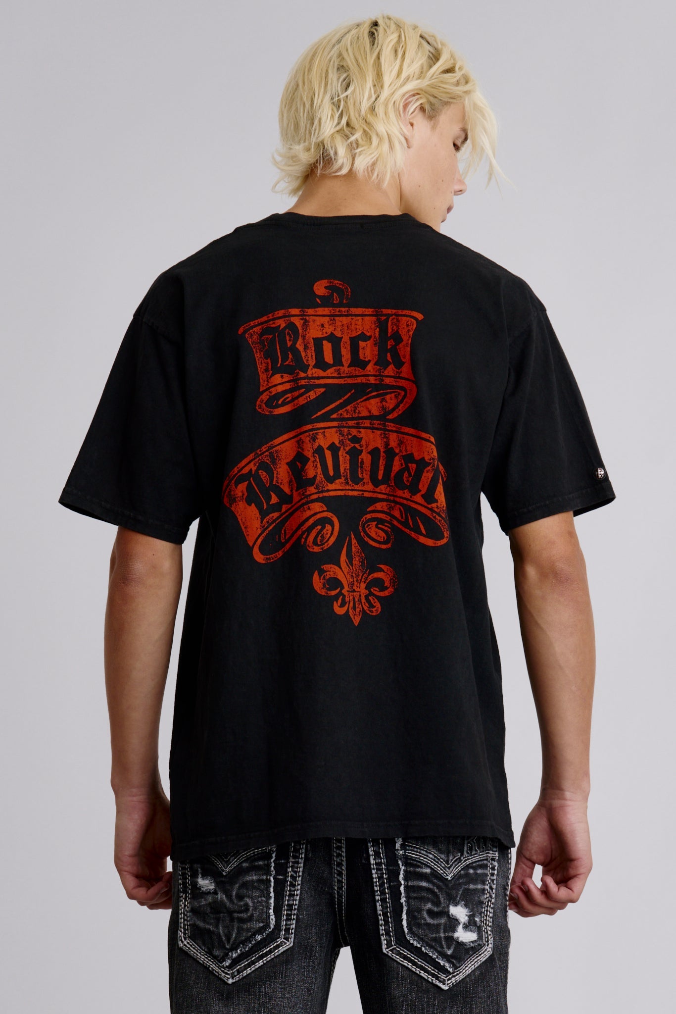 Rock Revival Crest Tee in Black/Red