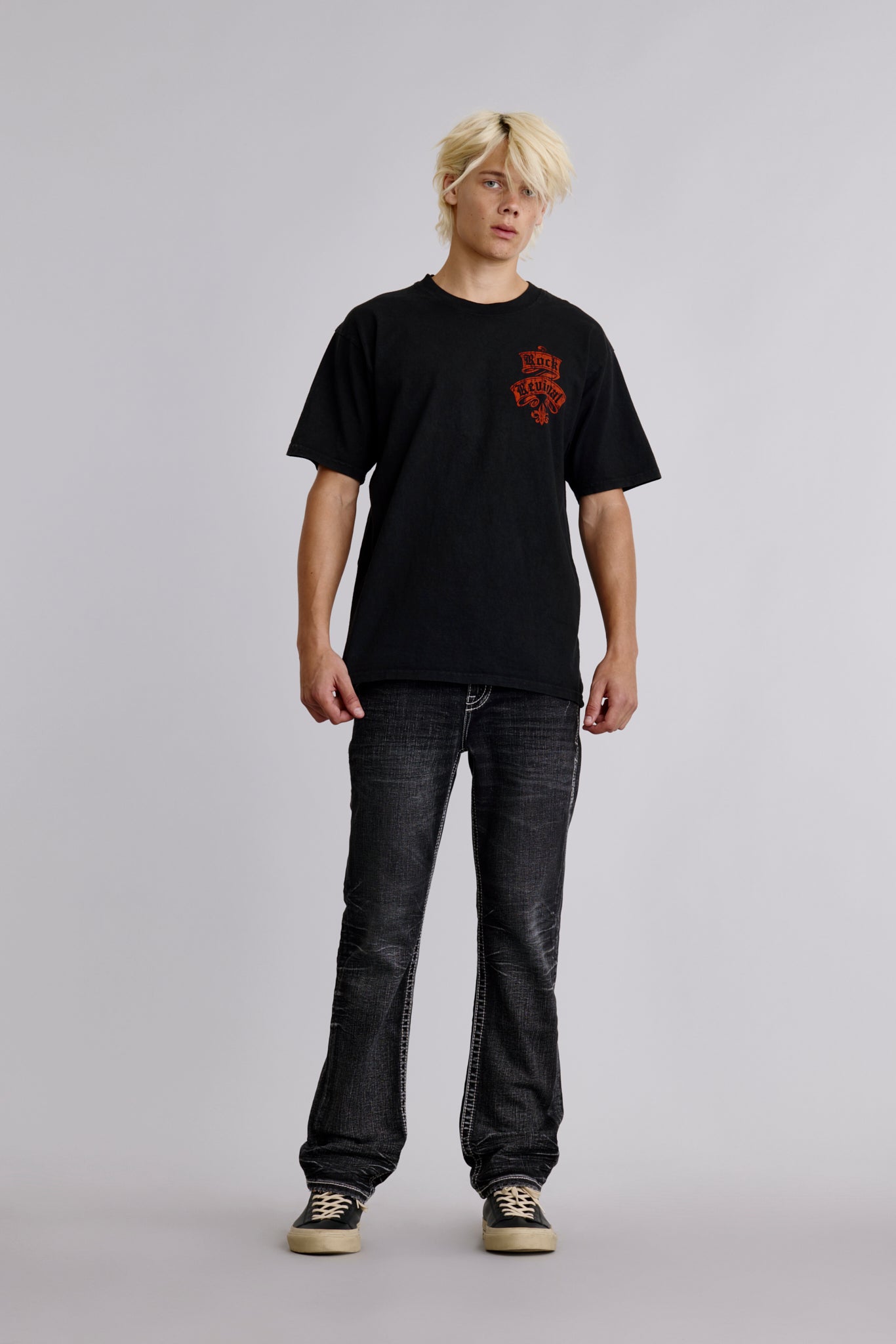 Rock Revival Crest Tee in Black/Red