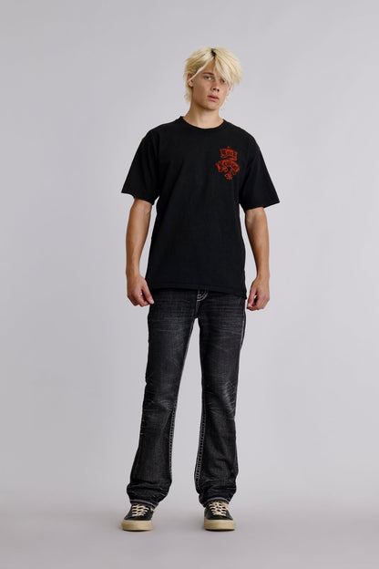Rock Revival Crest Tee in Black/Red
