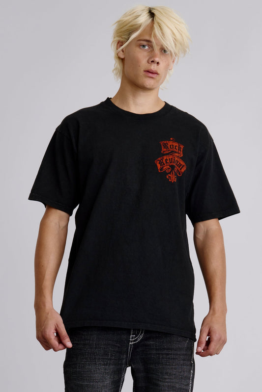 Rock Revival Crest Tee in Black/Red