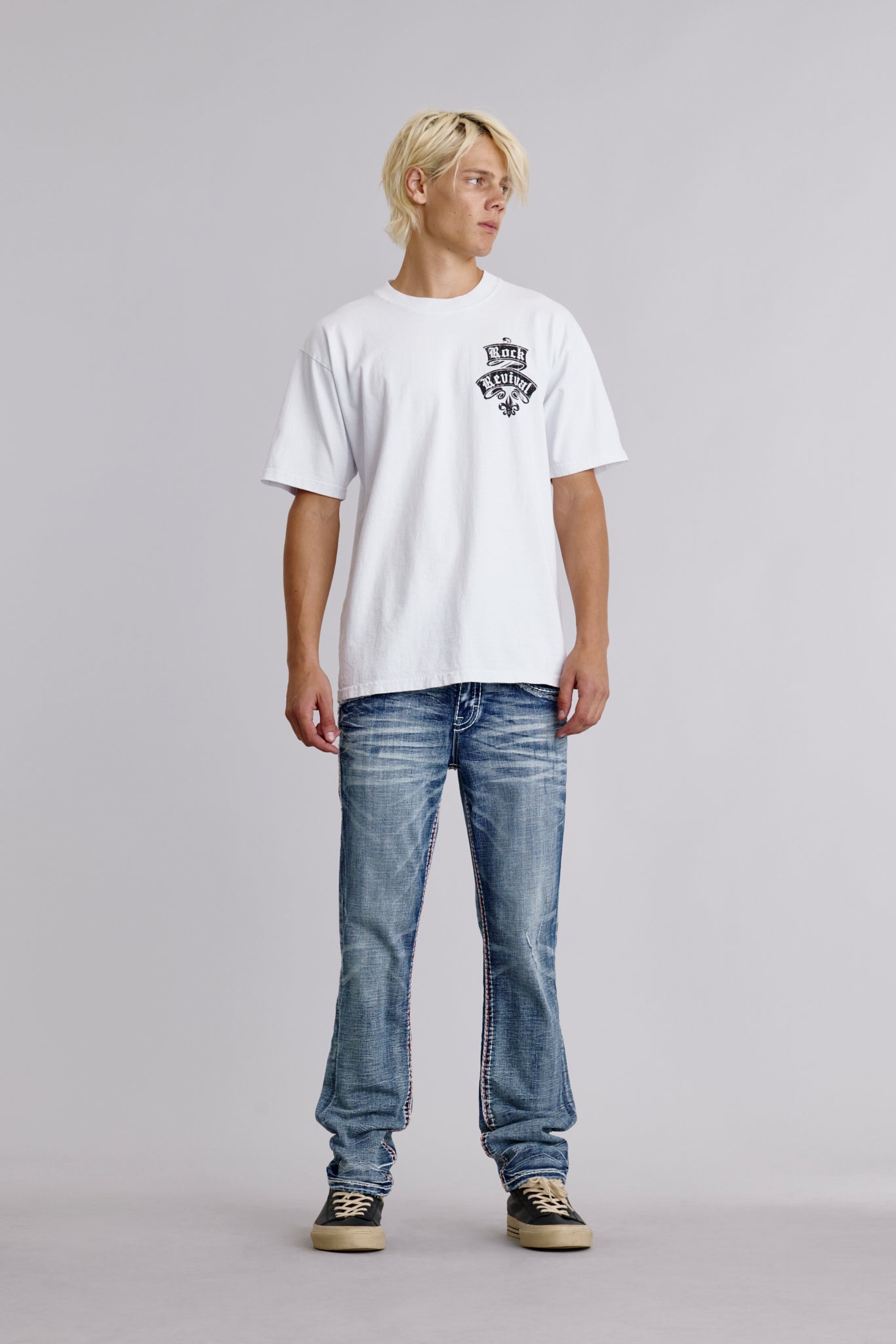 Rock Revival Crest Tee in White