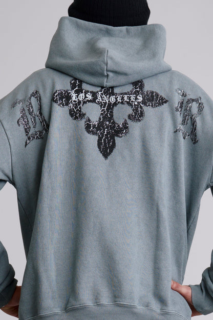Broken Fleur Hoodie in LA Gray