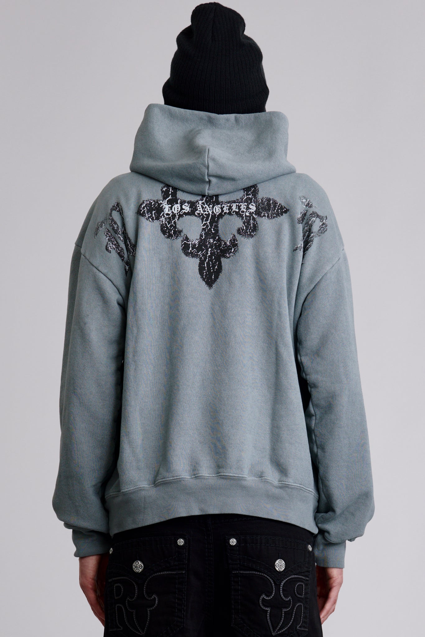 Broken Fleur Hoodie in LA Gray