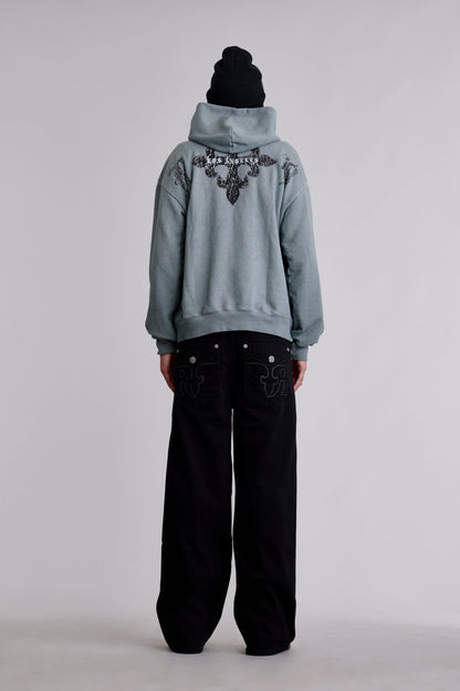 Broken Fleur Hoodie in LA Gray