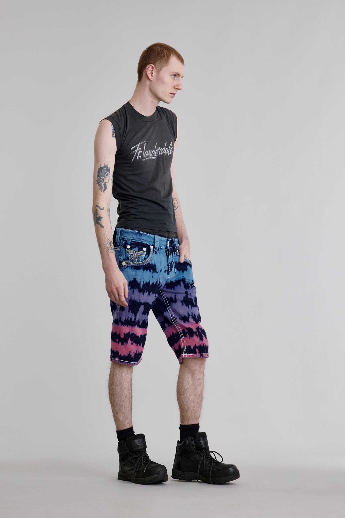 Armie Denim Shorts in Tye Die Blue