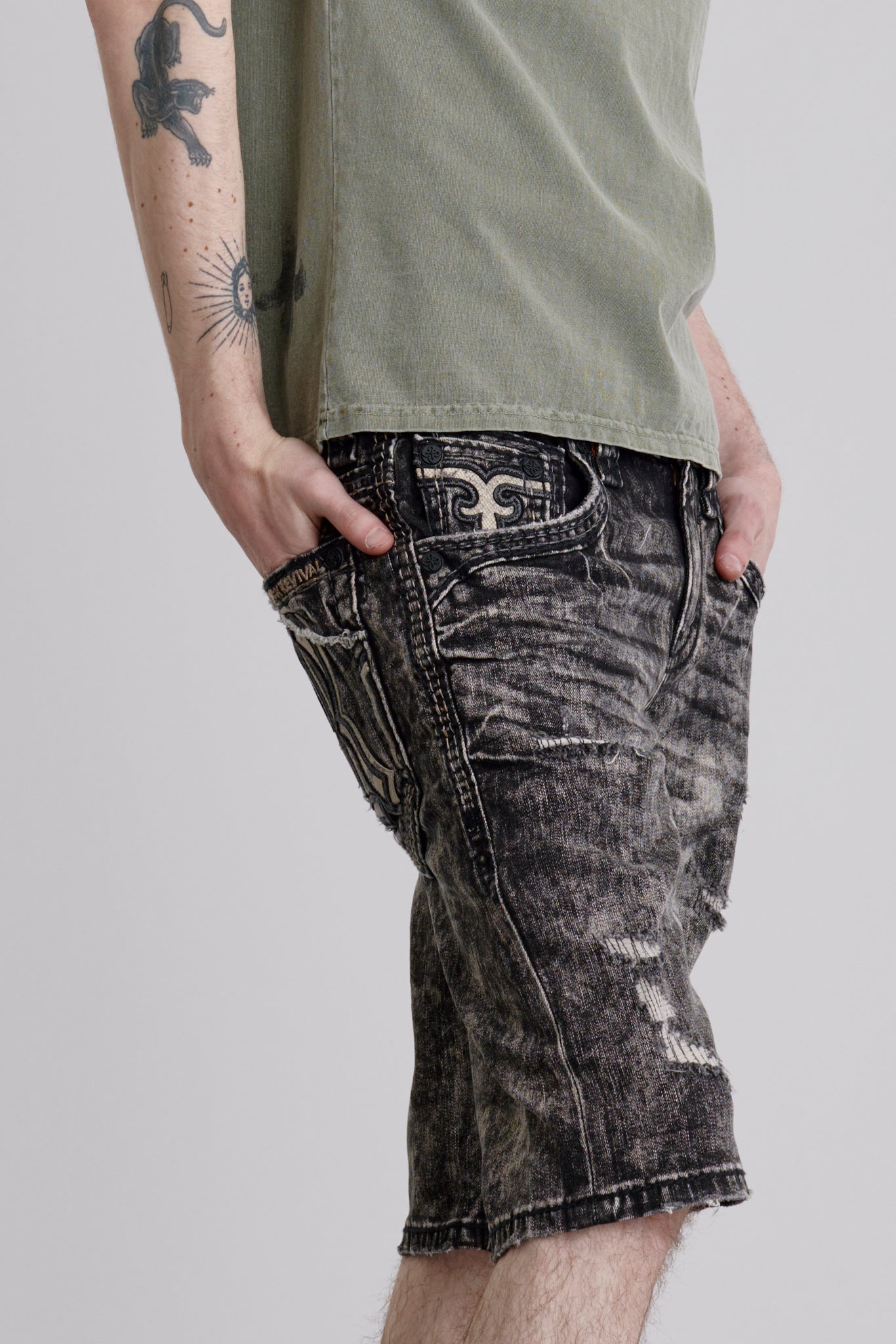 Baird Denim Shorts in Faded Black