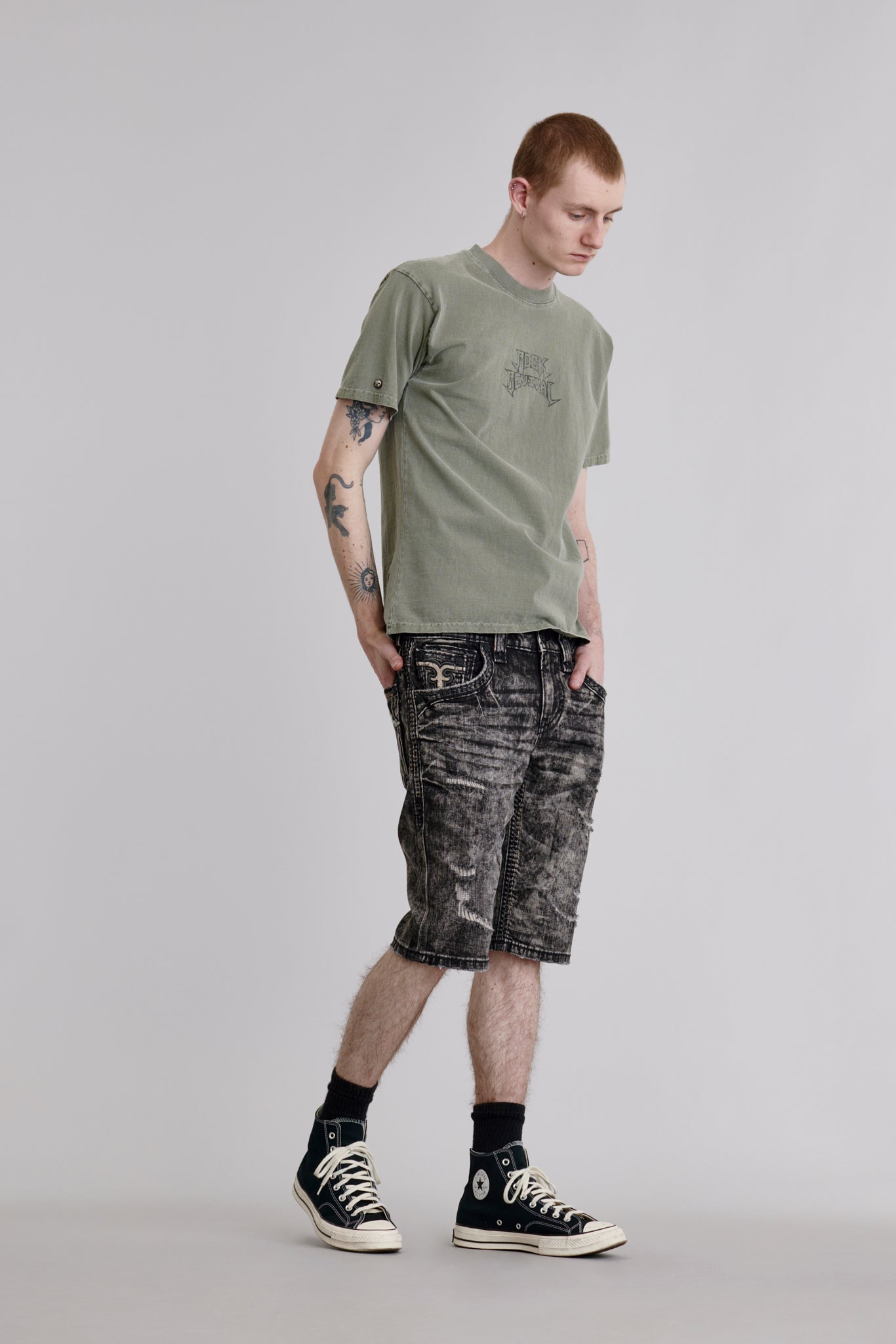Baird Denim Shorts in Faded Black