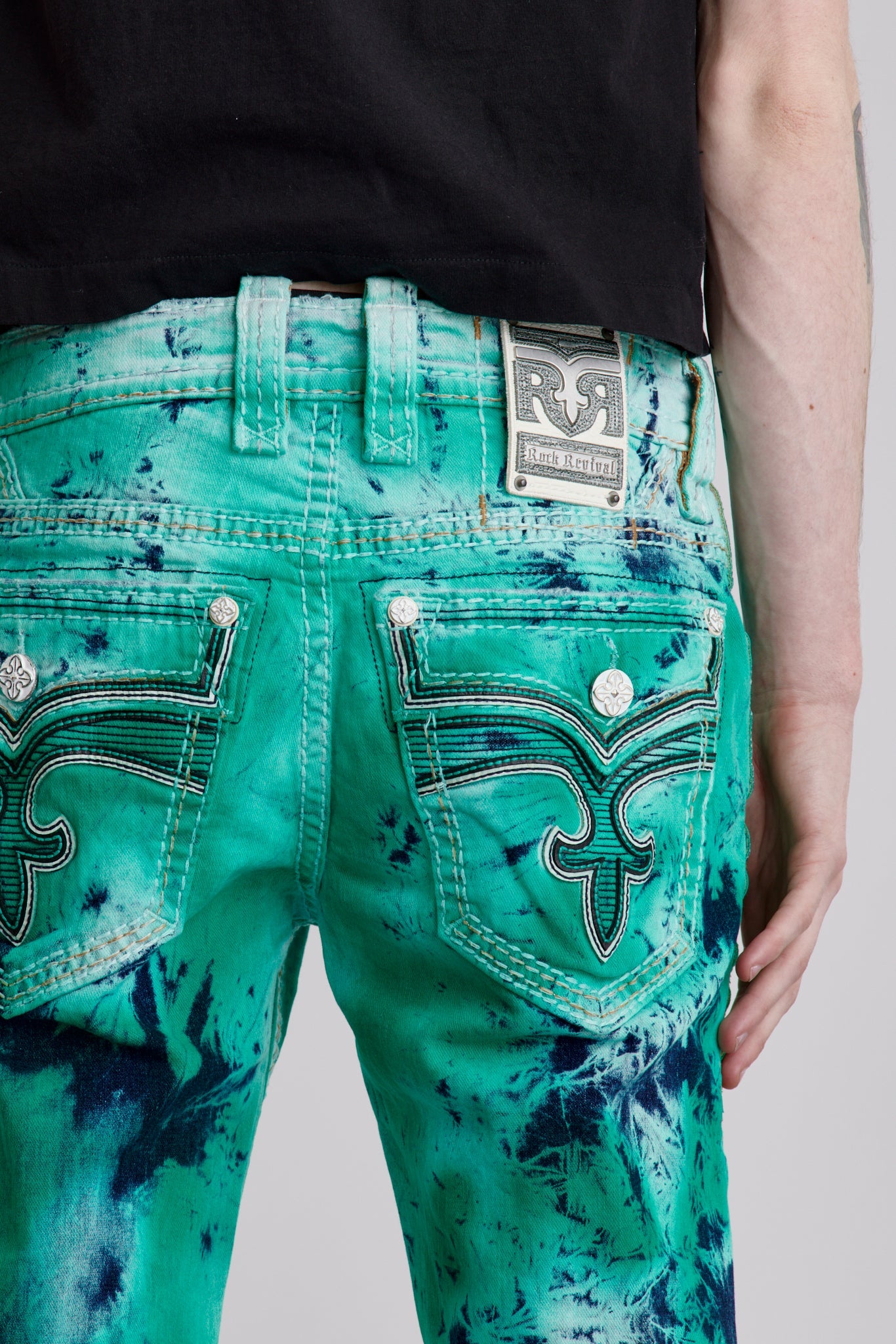 Brayen Denim Shorts in Green Tie Dye
