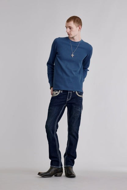 Eggplant Straight Jeans in Dark Blue