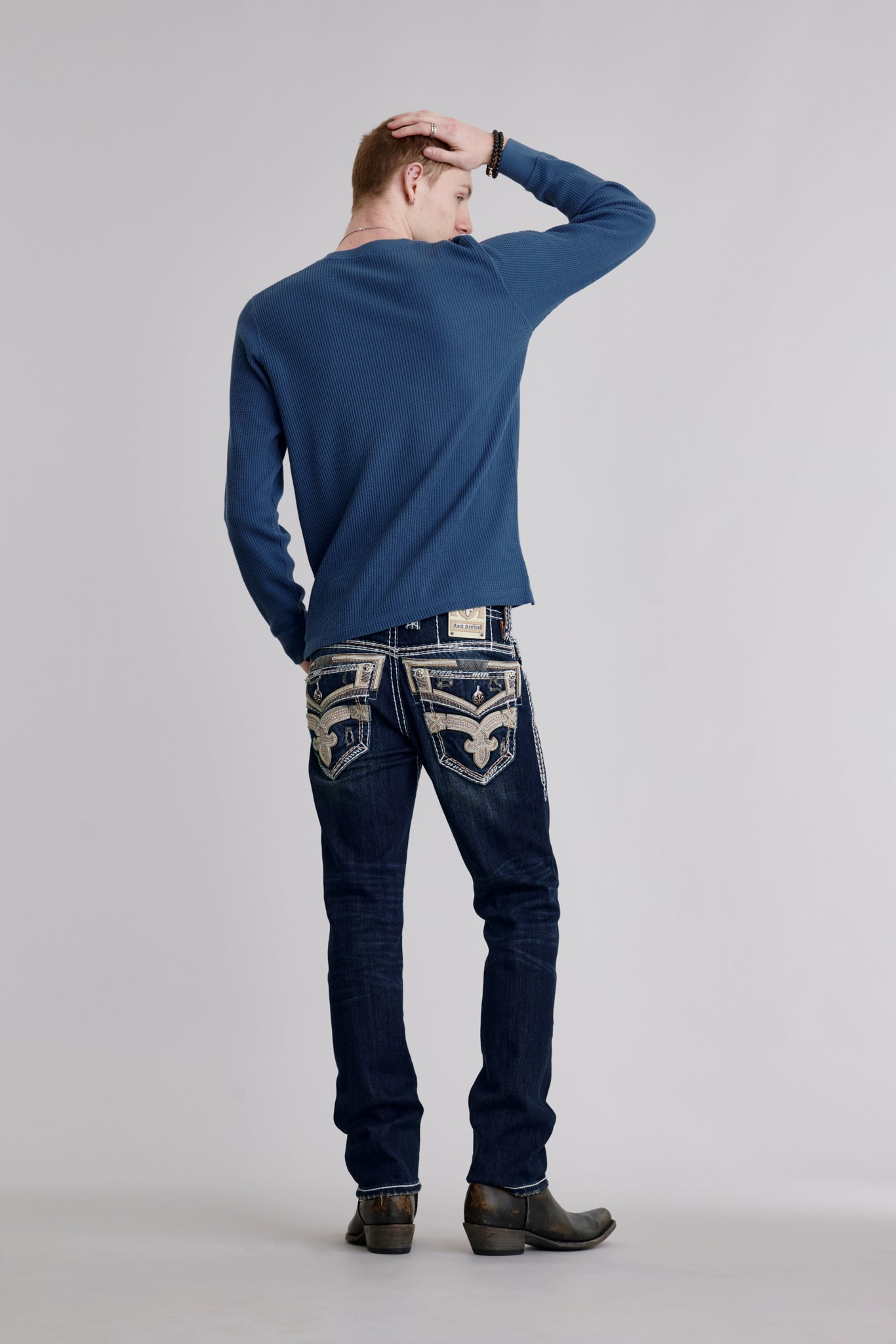 Eggplant Straight Jeans in Dark Blue