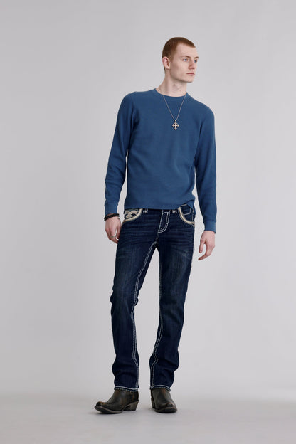 Eggplant Straight Jeans in Dark Blue