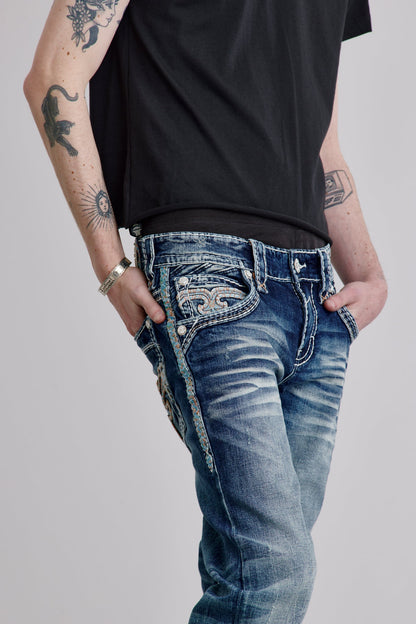 Isaiah Straight Jeans in Medium Blue