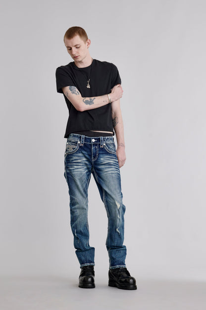 Isaiah Straight Jeans in Medium Blue