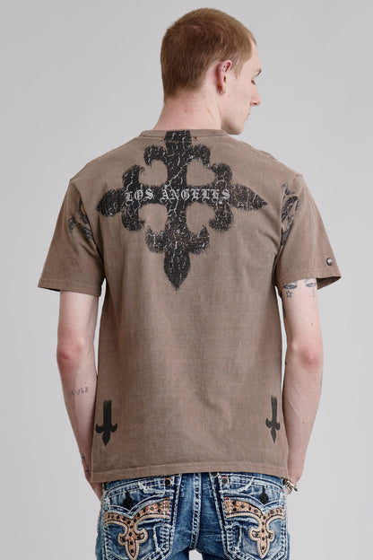 LA Cross Tee in Dusty Brown