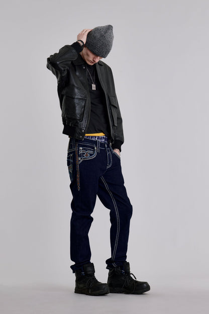 Isaiah Straight Jeans in Dark Blue