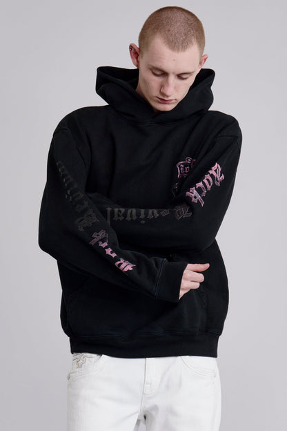 Quiet Riot Crest Hoodie in Black-Pink