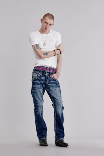 Zaid In Dark Blue Bootcut Jeans