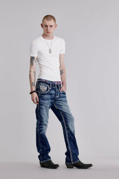 Zaid In Dark Blue Bootcut Jeans