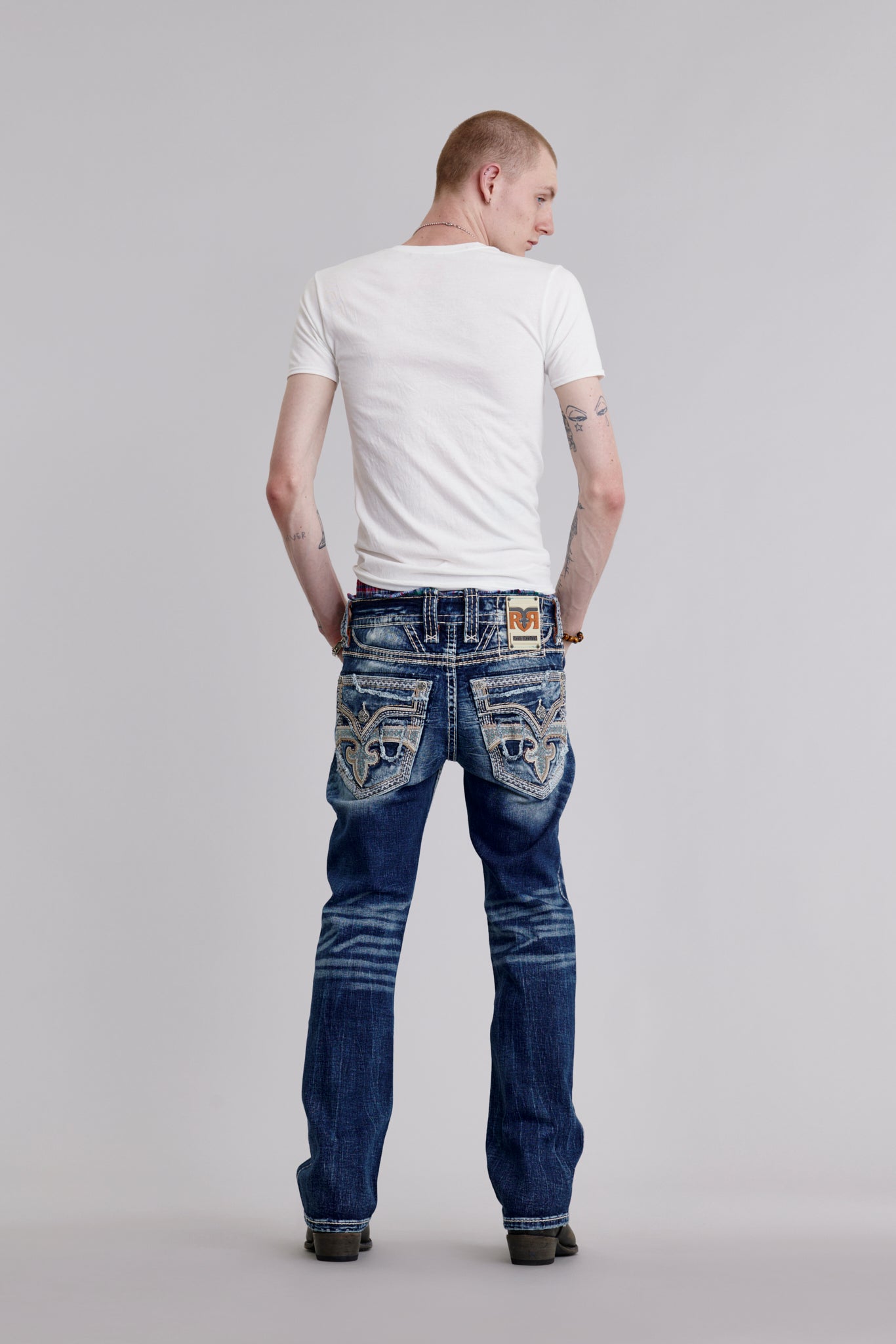 Zaid In Dark Blue Bootcut Jeans