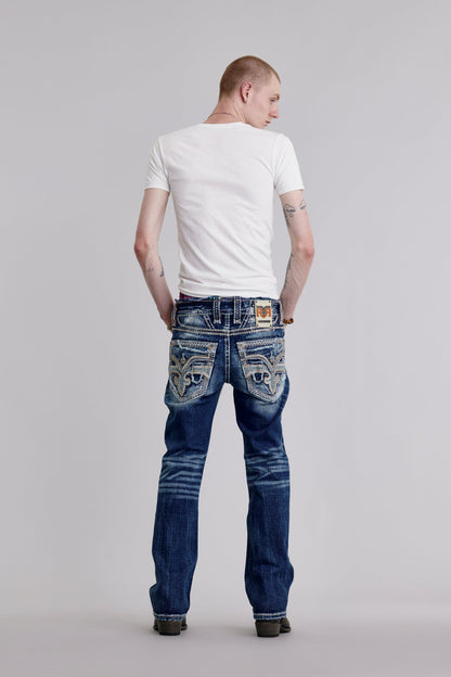 Zaid In Dark Blue Bootcut Jeans