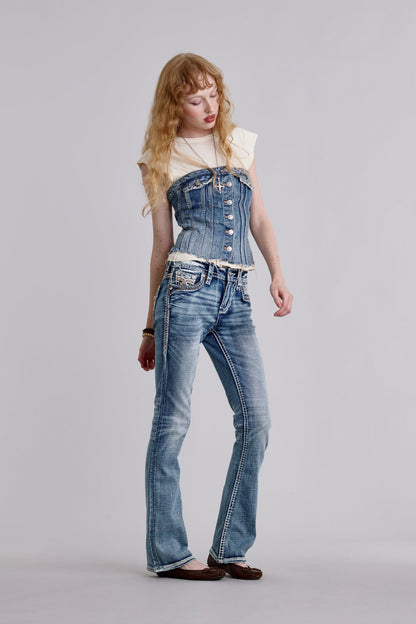 Janessa Bootcut Jeans in Medium Blue