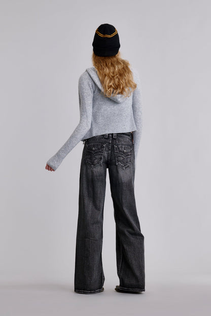 Titania Low-Rise Baggy Jeans in Vintage Black