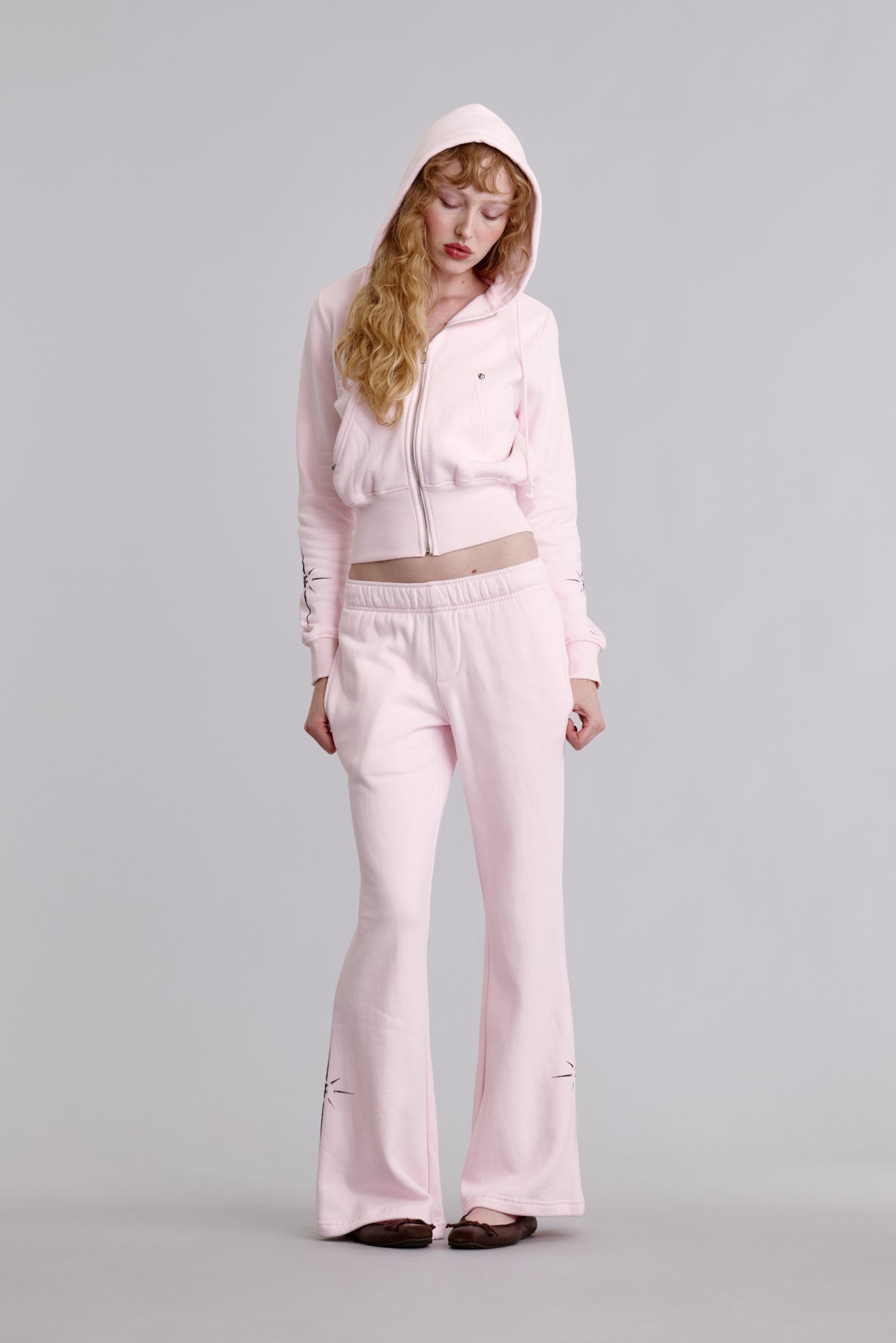 Starburst Flare Sweatpants in Pink