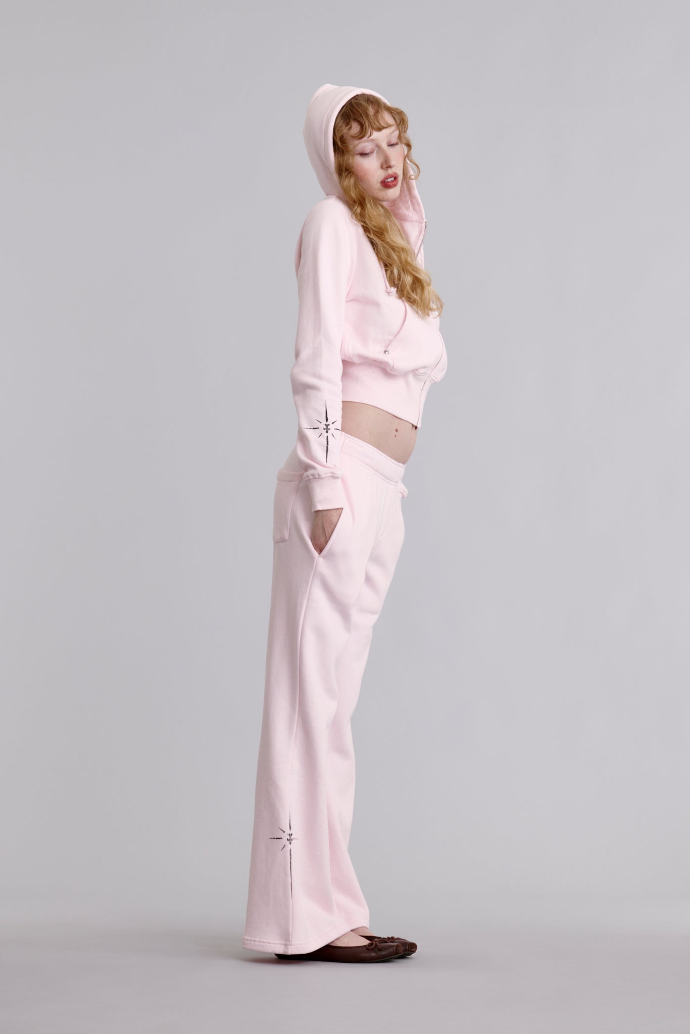 Starburst Flare Sweatpants in Pink
