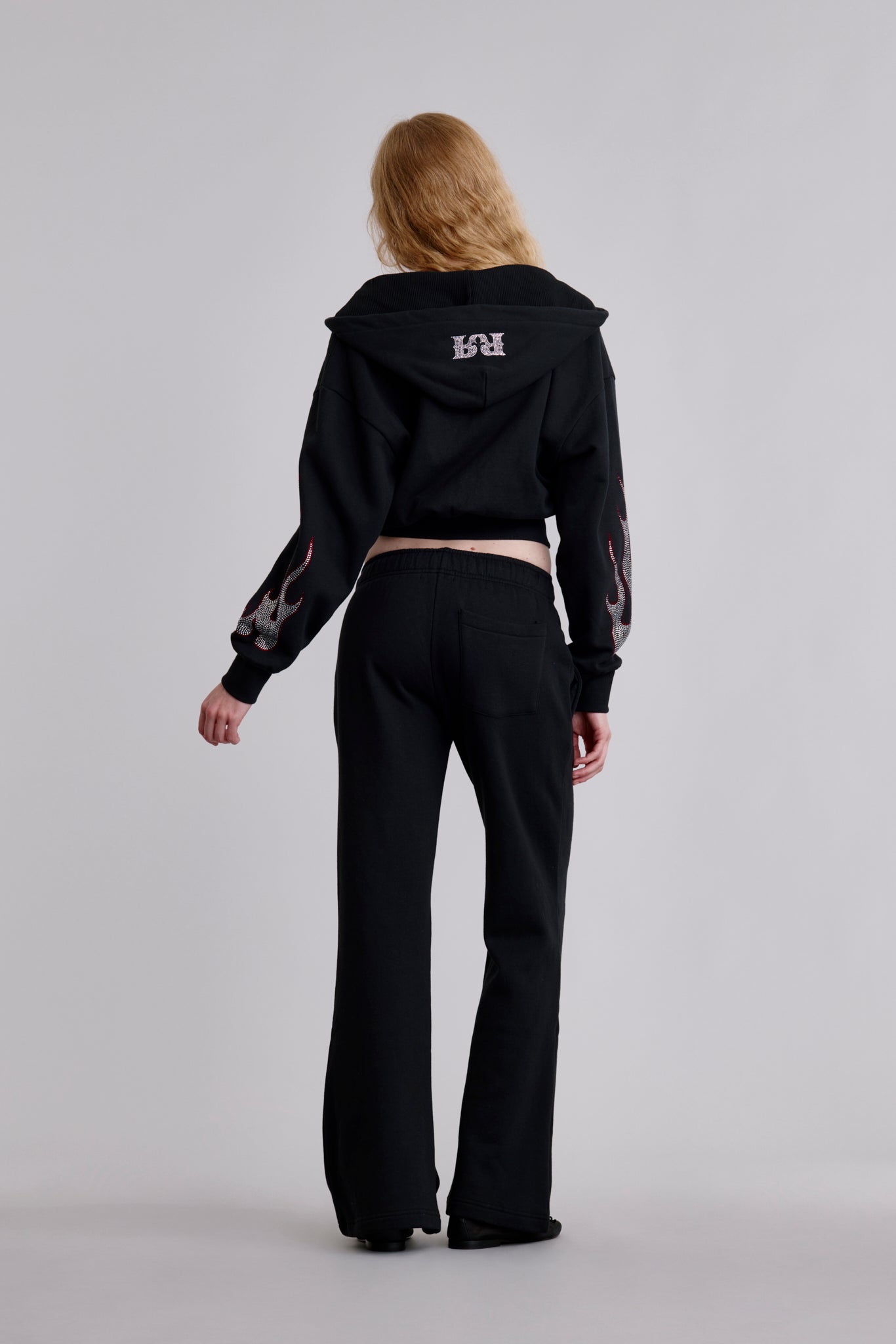 Chrome Flame Loose Cropped Hoodie