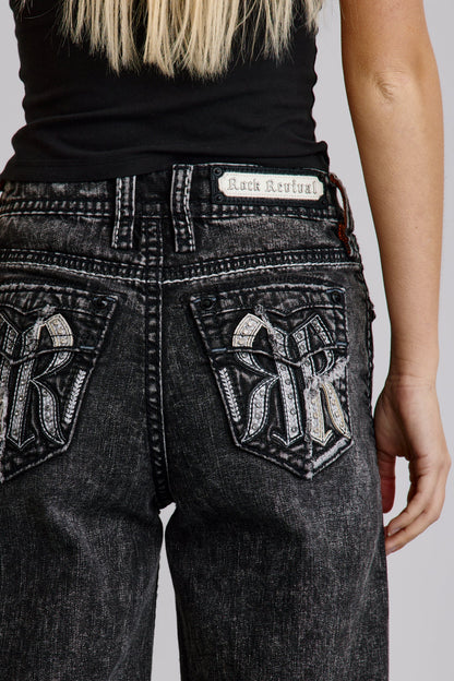 Isolde High Rise Baggy Jeans in Grey Black