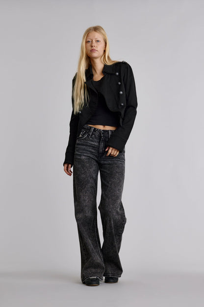Isolde High Rise Baggy Jeans in Grey Black