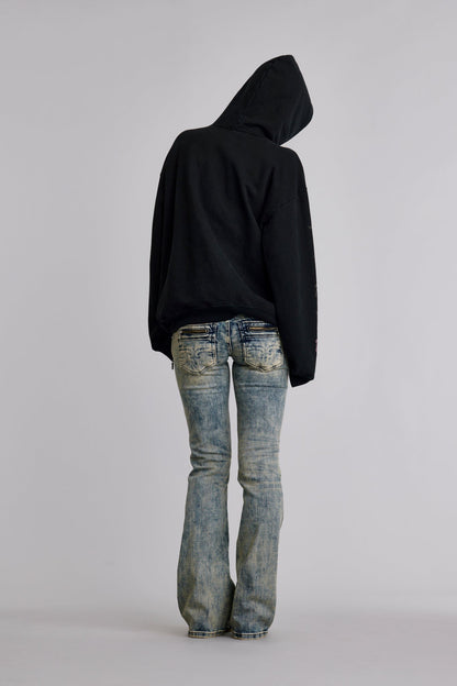 Quiet Riot Crest Hoodie in Black-Pink (W)