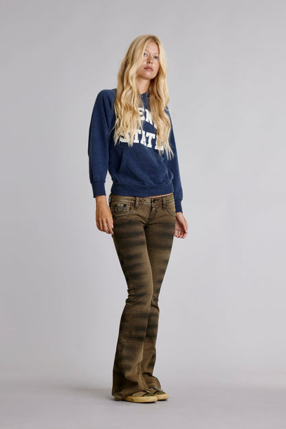 Alivia Super Low-Rise Flare Leg Jeans in Olive