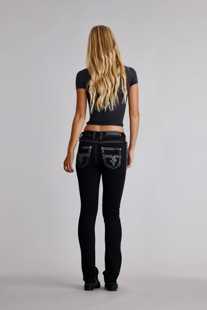 Hibiscus Straight Jeans in Black