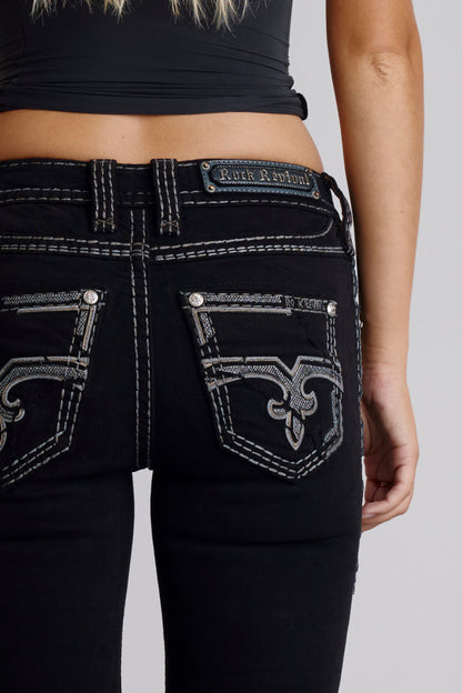 Hibiscus Straight Jeans in Black