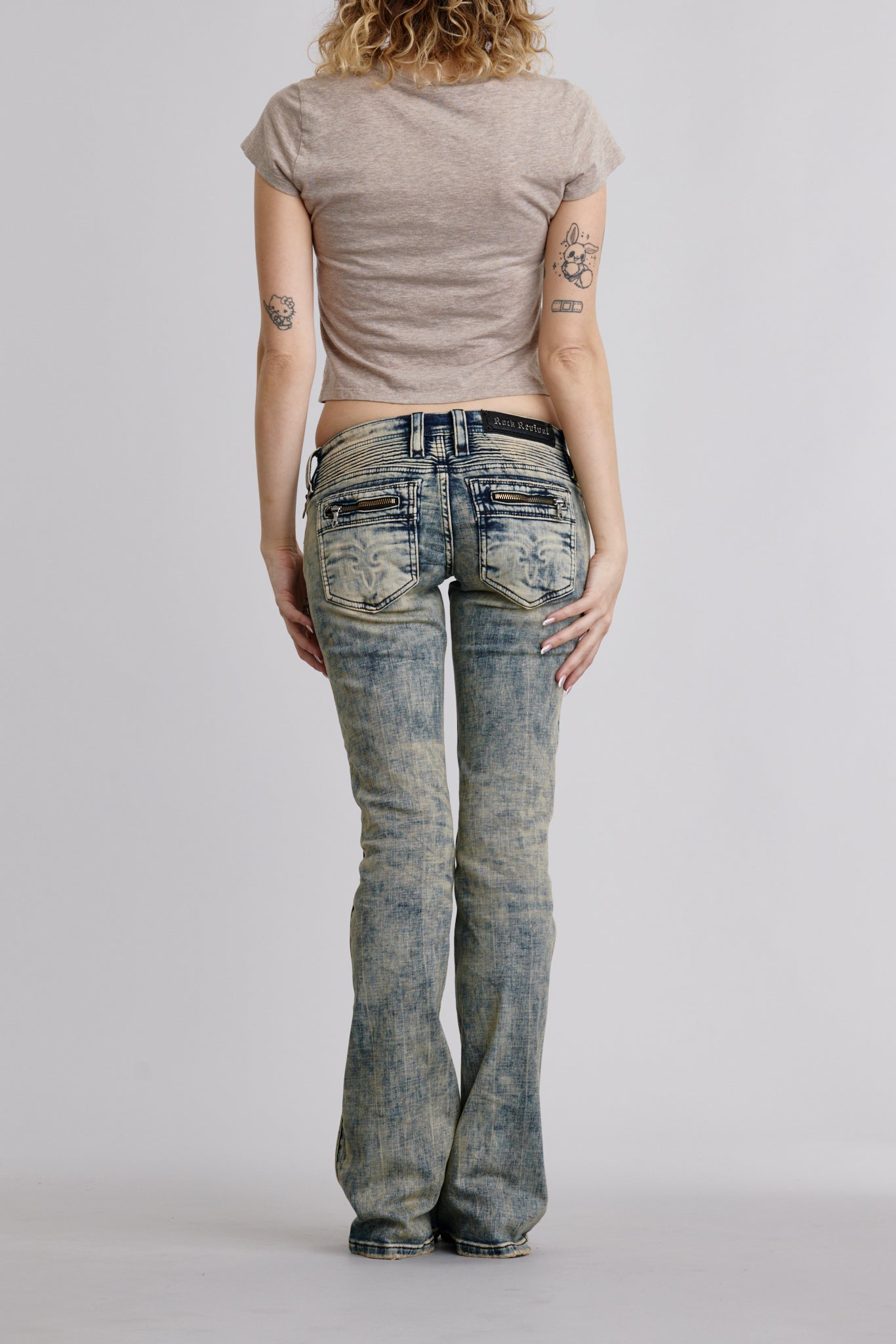 Kamil Super Low-Rise Moto Bootcut Jeans in Phantom