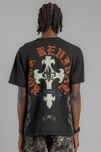 Baroque Cross Graphic Tee in Black