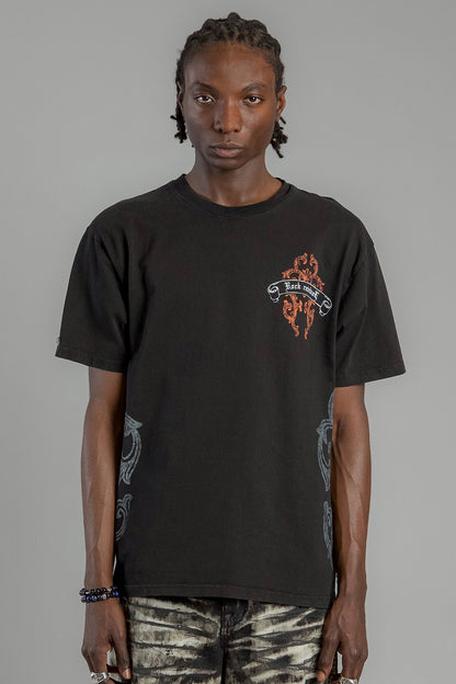 Baroque Cross Graphic Tee in Black