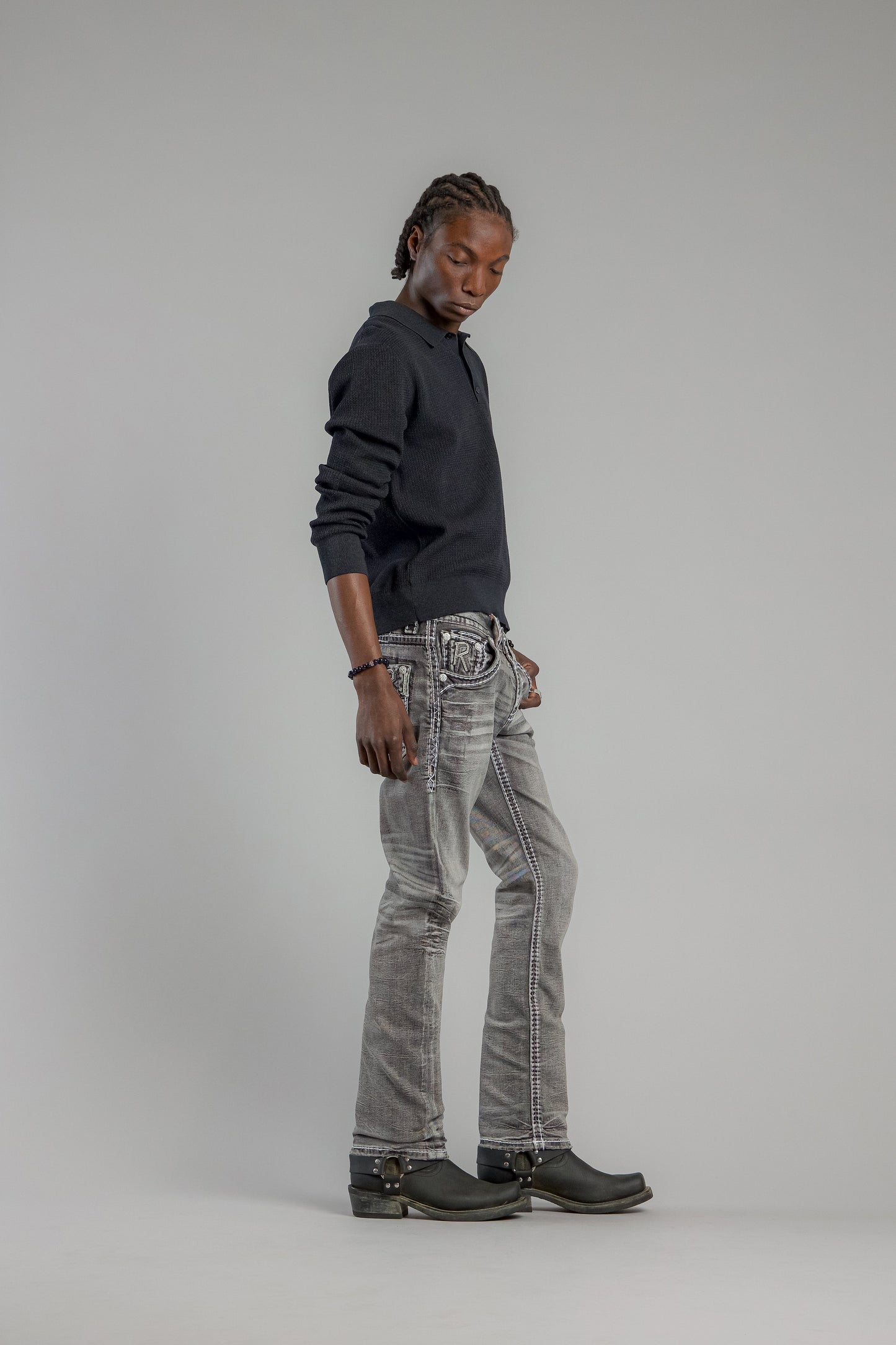 Jailin Straight Jeans in Dark Gray