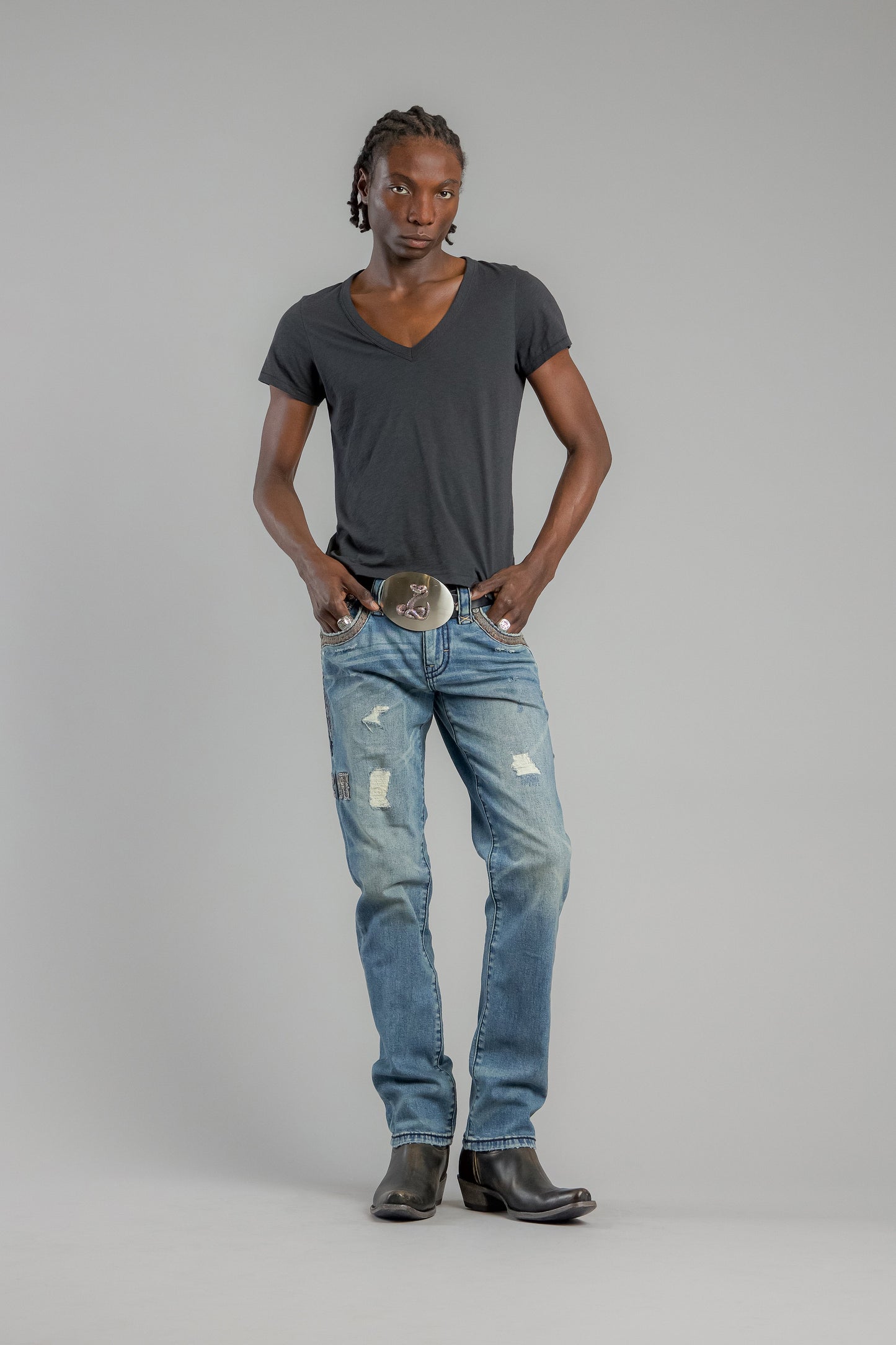 Vinton Straight Jeans in Medium Blue - GR Collection
