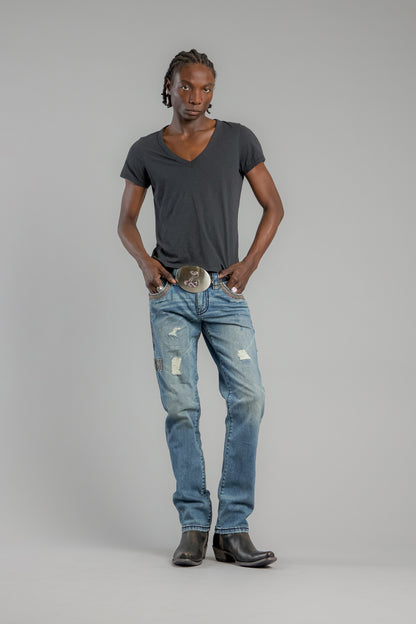 Vinton Straight Jeans in Medium Blue - GR Collection